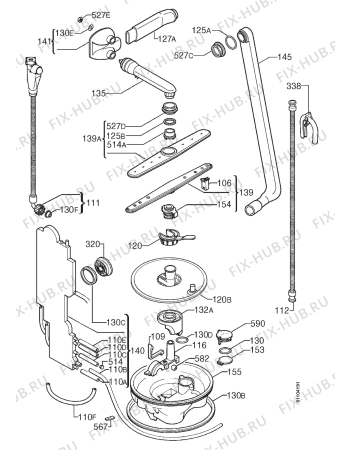 Взрыв-схема посудомоечной машины Privileg 019198 1 - Схема узла Hydraulic System 272